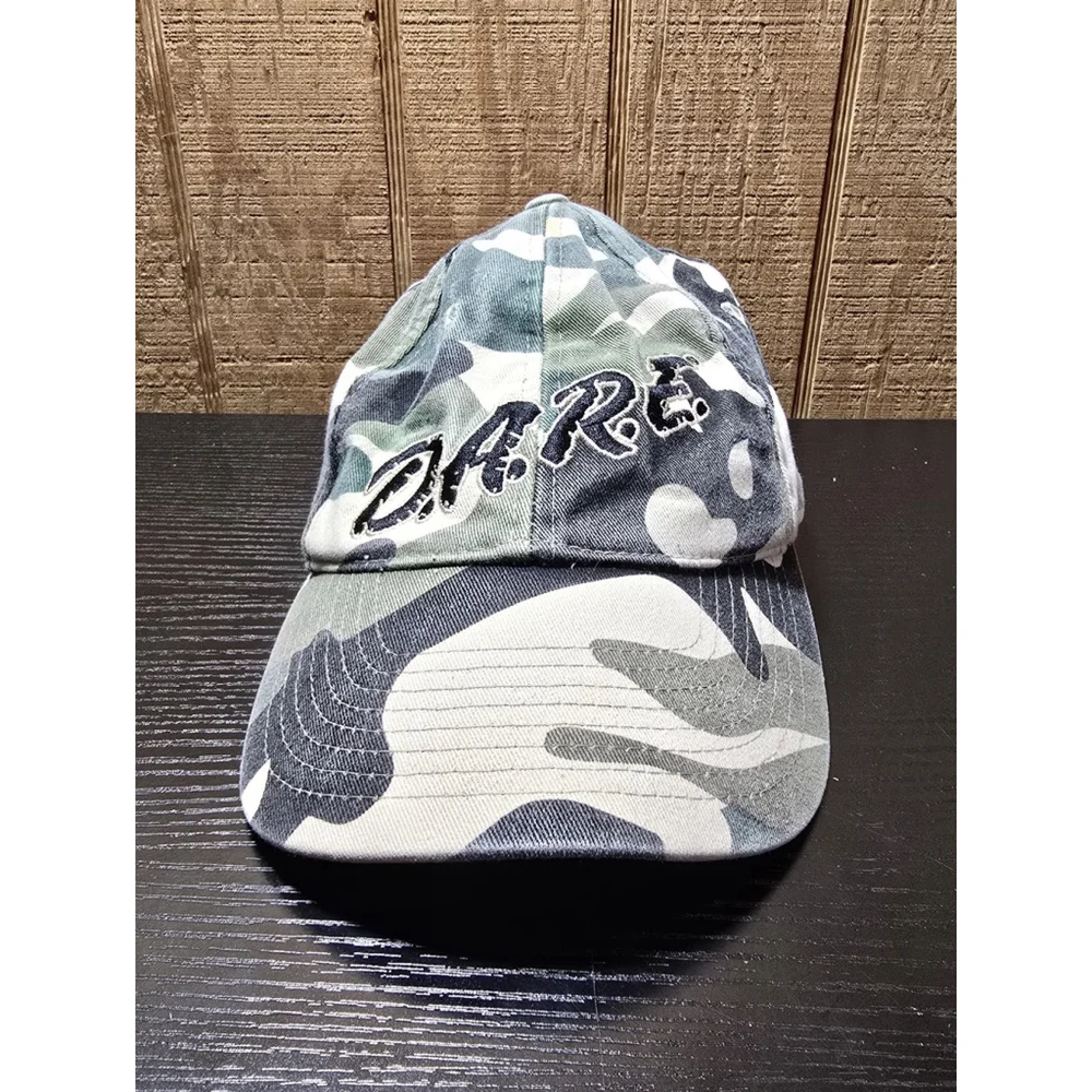 Vintage D.A.R.E. Hat Embroidered Drug Awareness Camouflage Cap Y2K Distress